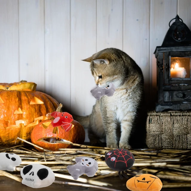 Alt view image 5 of 7 - 6pcs Halloween Catnip ToyIndoor Pumpkin Ghost Shaped Cat Toy Plush Interactive Chew Bite Toys for Cat Kitten Indoor Festive Holiday Cat Lover Gift