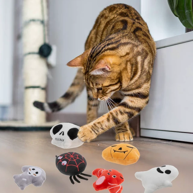 Alt view image 6 of 7 - 6pcs Halloween Catnip ToyIndoor Pumpkin Ghost Shaped Cat Toy Plush Interactive Chew Bite Toys for Cat Kitten Indoor Festive Holiday Cat Lover Gift