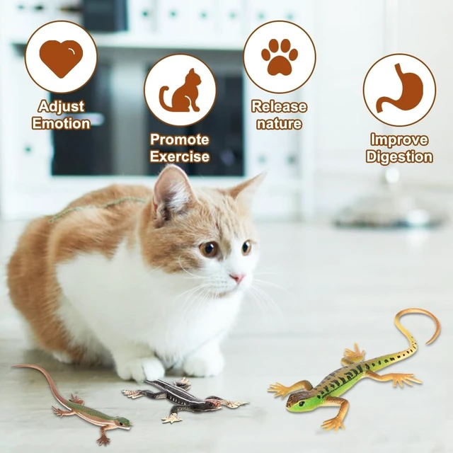 Alt view image 2 of 7 - 4 PCS Cat Lizard Toys,PVC Simulated Lizards Kitten Toys Bite Resistant for Kittens Adult Cats Over 6 Months Old Halloween Christmas