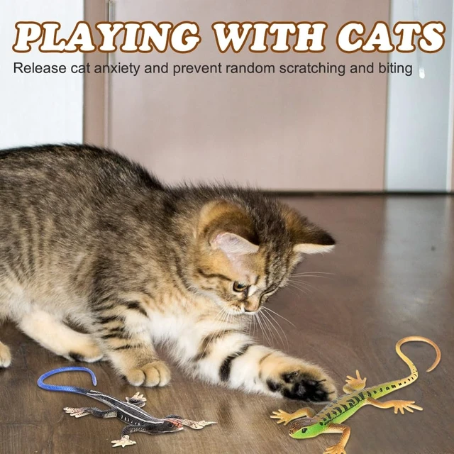 Alt view image 6 of 7 - 4 PCS Cat Lizard Toys,PVC Simulated Lizards Kitten Toys Bite Resistant for Kittens Adult Cats Over 6 Months Old Halloween Christmas