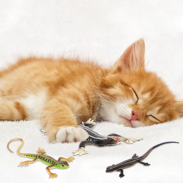 Alt view image 7 of 7 - 4 PCS Cat Lizard Toys,PVC Simulated Lizards Kitten Toys Bite Resistant for Kittens Adult Cats Over 6 Months Old Halloween Christmas