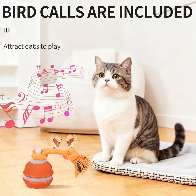 Alt view image 2 of 7 - Interactive Dog & Cat Toy, Auto Chirping Ball, Rechargeable Self Play | Motion activated, chirp sound, USB-C fast charge, durable, indoor play, boredom relief for small dog & cat blue