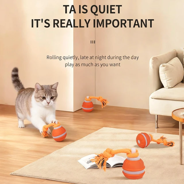 Alt view image 3 of 7 - Interactive Dog & Cat Toy, Auto Chirping Ball, Rechargeable Self Play | Motion activated, chirp sound, USB-C fast charge, durable, indoor play, boredom relief for small dog & cat blue