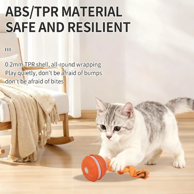 Alt view image 7 of 7 - Interactive Dog & Cat Toy, Auto Chirping Ball, Rechargeable Self Play | Motion activated, chirp sound, USB-C fast charge, durable, indoor play, boredom relief for small dog & cat blue