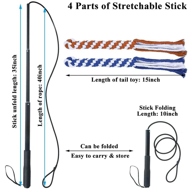 Alt view image 2 of 7 - Dog Extendable Teaser Wand Pet Flirt Stick Pole Puppy Chasing Tail Interactive Toy for Small Medium Large Dogs Training Playing Exercise