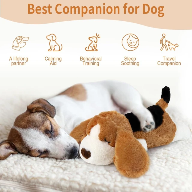 Alt view image 2 of 7 - Puppy Toy with Heartbeat, Dog Heartbeat Toy for Separation Anxiety Relief | Dog Anxiety Relief Calming Aid, Calming Comfort Dogs Pillow,Dog Stuffed Animal,Plush Toy for Dogs Cats Pets,Beagle