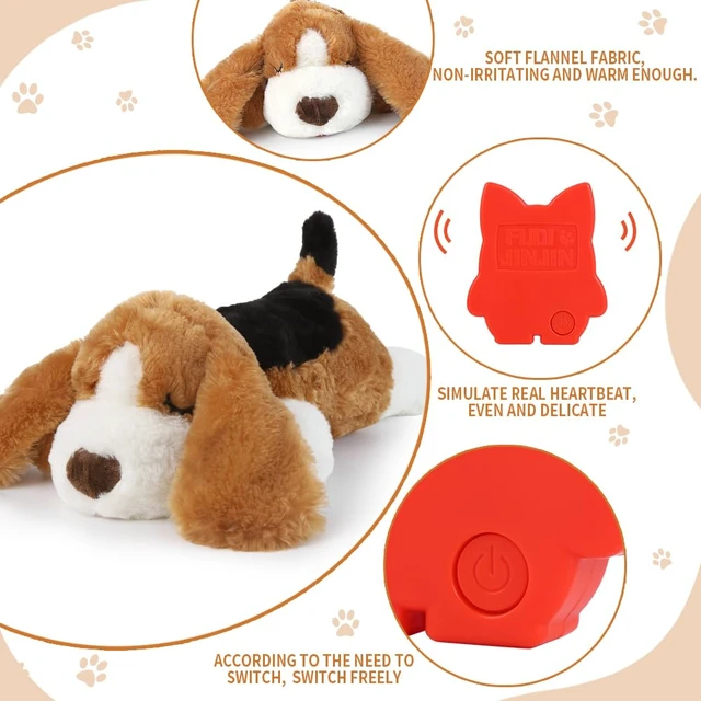 Alt view image 6 of 7 - Puppy Toy with Heartbeat, Dog Heartbeat Toy for Separation Anxiety Relief | Dog Anxiety Relief Calming Aid, Calming Comfort Dogs Pillow,Dog Stuffed Animal,Plush Toy for Dogs Cats Pets,Beagle