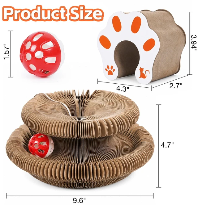 Alt view image 2 of 7 - 1 Pack Interactive Cat Scratch Toys with Bell Ball, Magic Organ Kitty Scratching Board for Indoor Cats Toys & Grinding Claw