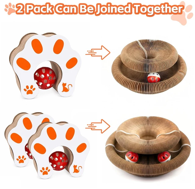 Alt view image 4 of 7 - 1 Pack Interactive Cat Scratch Toys with Bell Ball, Magic Organ Kitty Scratching Board for Indoor Cats Toys & Grinding Claw