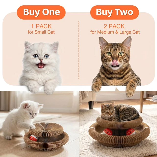 Alt view image 6 of 7 - 1 Pack Interactive Cat Scratch Toys with Bell Ball, Magic Organ Kitty Scratching Board for Indoor Cats Toys & Grinding Claw