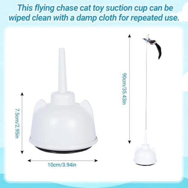 Alt view image 6 of 7 - Interactive Cat Toys for Indoor Cats, Automatic 360° Spinning Cat Wand Toy, Strong Suction Cup Base, USB Rechargeable, Detachable Wand, 2 Feather Refills, 2 Speeds, 3 Modes for Cats of All Ages