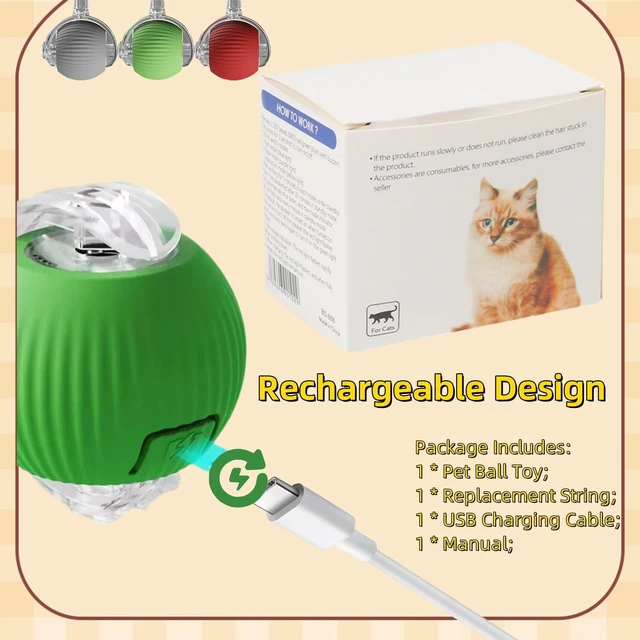 Alt view image 7 of 7 - Interactive Dog Cat Toy Ball, Automatic Moving Bouncing Rolling, with Replacement Tail, Pet Smart Chase Ball Rechargeable, Enrichment Toys for Bored Indoor Adult Cats/Dogs