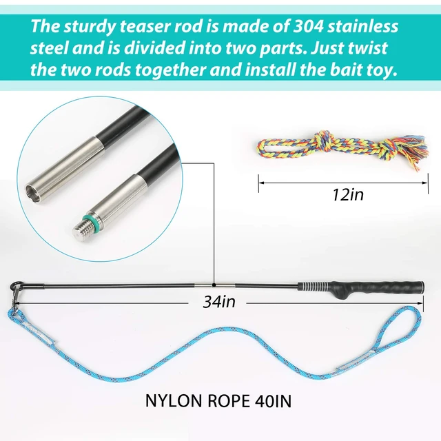 Alt view image 5 of 7 - Flirt Pole for Dogs, Interactive Pole for Small Medium Large Dogs | Durable&Chew-Proof, Instantly Grabs Dog's Attention, Easy Installation, Comfortable Handle, Suitable for Indoor & Outdoor