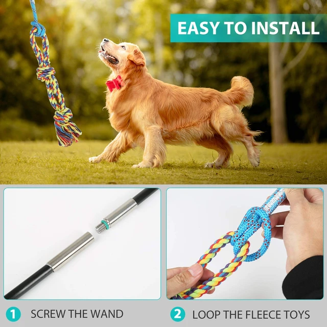 Alt view image 6 of 7 - Flirt Pole for Dogs, Interactive Pole for Small Medium Large Dogs | Durable&Chew-Proof, Instantly Grabs Dog's Attention, Easy Installation, Comfortable Handle, Suitable for Indoor & Outdoor