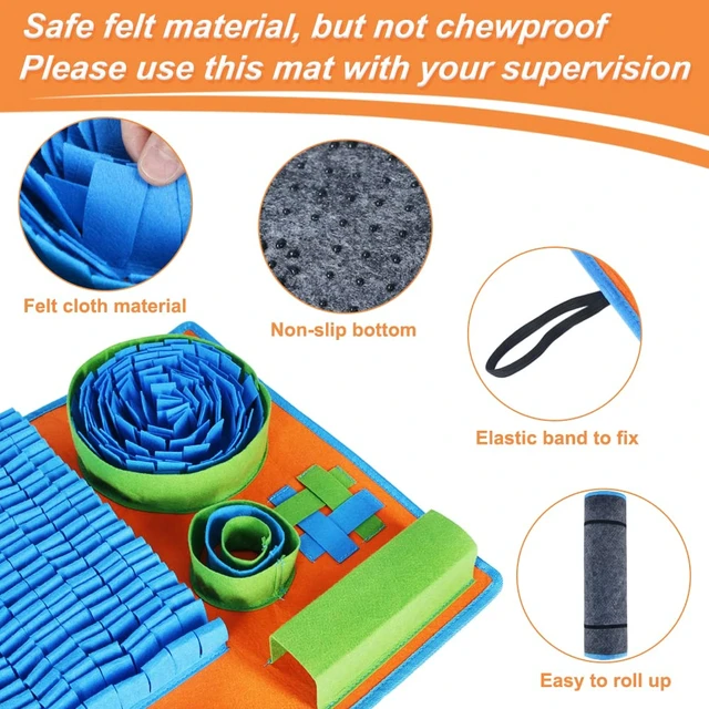Alt view image 3 of 7 - Snuffle Mat for Dogs, Interactive Dog Puzzle Toy for Boredom | 26 x 16.5 in Sniff Mat Helps Slow Eating and Keep Busy, Enrichment Feeding Game for Mental Stimulation