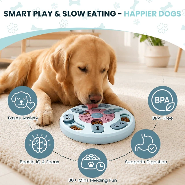 Alt view image 2 of 7 - Dog Puzzle Toy, Treat Dispensing Interactive Dog Toys, Blue | Puppy Enrichment Toys, IQ Training & Mental Stimulation, Dog Puzzles for Smart Dogs, Cats, Fun Slow Feeder, Keep Them Busy