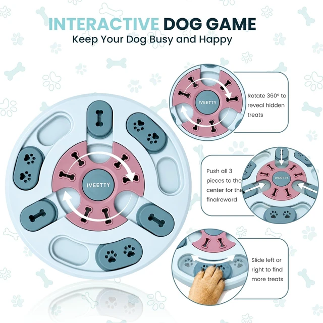 Alt view image 5 of 7 - Dog Puzzle Toy, Treat Dispensing Interactive Dog Toys, Blue | Puppy Enrichment Toys, IQ Training & Mental Stimulation, Dog Puzzles for Smart Dogs, Cats, Fun Slow Feeder, Keep Them Busy