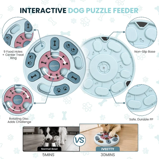 Alt view image 3 of 7 - Dog Puzzle Toy, Treat Dispensing Interactive Dog Toys, Blue | Puppy Enrichment Toys, IQ Training & Mental Stimulation, Dog Puzzles for Smart Dogs, Cats, Fun Slow Feeder, Keep Them Busy