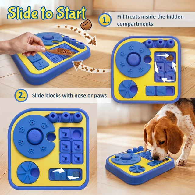 Alt view image 2 of 7 - Dog Puzzle Toy, Multi-Level Interactive Puzzle with Suction Cups, Cat Puzzle Feeder and Slow Feeder for Brain Stimulation, for Cats and Small to Medium Dogs