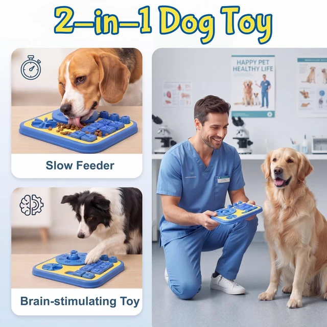 Alt view image 5 of 7 - Dog Puzzle Toy, Multi-Level Interactive Puzzle with Suction Cups, Cat Puzzle Feeder and Slow Feeder for Brain Stimulation, for Cats and Small to Medium Dogs