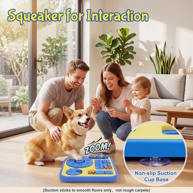 Alt view image 6 of 7 - Dog Puzzle Toy, Multi-Level Interactive Puzzle with Suction Cups, Cat Puzzle Feeder and Slow Feeder for Brain Stimulation, for Cats and Small to Medium Dogs
