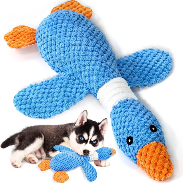 Main image of Upgraded Goose Indestructible Dog Toys for Aggressive Chewers | Dog Chew Toys for Aggressive Chewers Small Medium Large Breed, Crinkle Squeaky Plush Puppy Chew Toys for Teething, Duck Toys