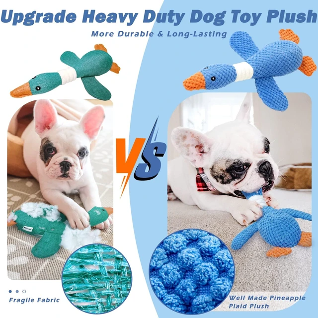 Alt view image 2 of 7 - Upgraded Goose Indestructible Dog Toys for Aggressive Chewers | Dog Chew Toys for Aggressive Chewers Small Medium Large Breed, Crinkle Squeaky Plush Puppy Chew Toys for Teething, Duck Toys