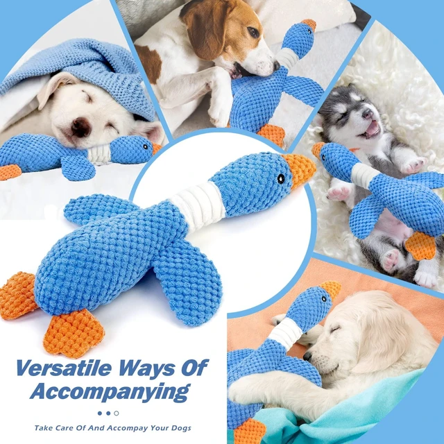 Alt view image 6 of 7 - Upgraded Goose Indestructible Dog Toys for Aggressive Chewers | Dog Chew Toys for Aggressive Chewers Small Medium Large Breed, Crinkle Squeaky Plush Puppy Chew Toys for Teething, Duck Toys