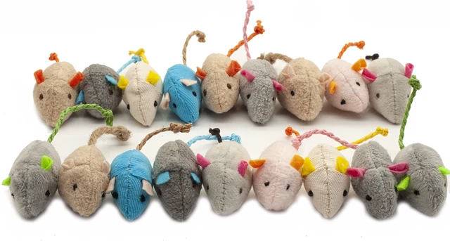 Main image of Cat Mice Toy 18-Pack Plush Catnip-Filled Mice Toys for Indoor Cats - Realistic Design, 9 Assorted Colors, 2 of Each, Value Pack