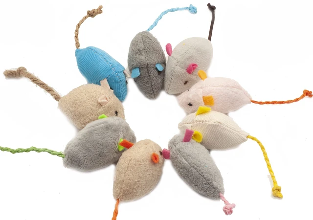 Alt view image 2 of 7 - Cat Mice Toy 18-Pack Plush Catnip-Filled Mice Toys for Indoor Cats - Realistic Design, 9 Assorted Colors, 2 of Each, Value Pack