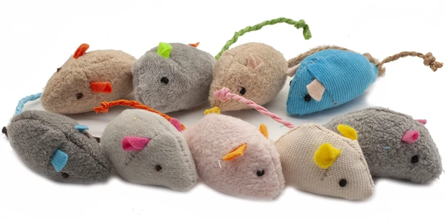 Alt view image 6 of 7 - Cat Mice Toy 18-Pack Plush Catnip-Filled Mice Toys for Indoor Cats - Realistic Design, 9 Assorted Colors, 2 of Each, Value Pack