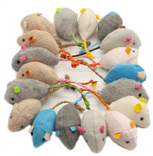 Alt view image 5 of 7 - Cat Mice Toy 18-Pack Plush Catnip-Filled Mice Toys for Indoor Cats - Realistic Design, 9 Assorted Colors, 2 of Each, Value Pack