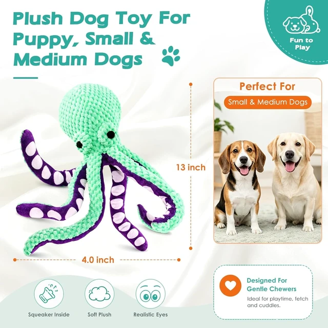 Alt view image 3 of 7 - Plush Octopus Dog Toy Bite Resistant InteracPet Plush Toy Cat Dog Voice Octopus Shell Puzzle Toy Bite Resistant Interactive Pet Dog Teeth Cleaning Chew Toy tive Chew Toy