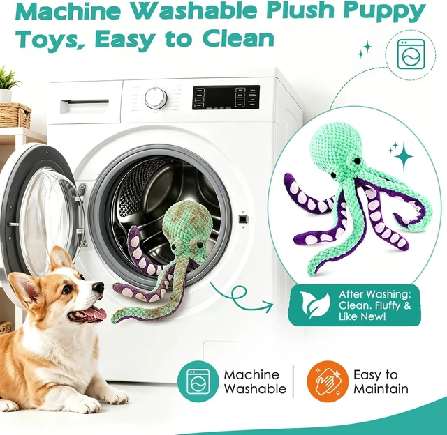 Alt view image 2 of 7 - Plush Octopus Dog Toy Bite Resistant InteracPet Plush Toy Cat Dog Voice Octopus Shell Puzzle Toy Bite Resistant Interactive Pet Dog Teeth Cleaning Chew Toy tive Chew Toy