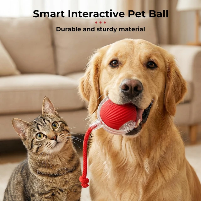 Alt view image 5 of 7 - Interactive electric automatic 360 rolling USB rechargeable motion-sensing toy smart chasing cat ball, equipped with a quick tail rope, specially designed for active adult cats and indoor dogs.