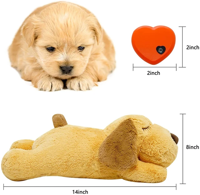 Alt view image 2 of 7 - Dog Heartbeat Toy (Dog Yellow, Medium) - Plush Pet Calming Toy with Simulated Heartbeat and Heat for Anxiety Relief, Behavioral Training Aid for Puppy Dog Cat