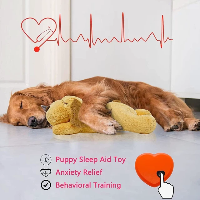 Alt view image 6 of 7 - Dog Heartbeat Toy (Dog Yellow, Medium) - Plush Pet Calming Toy with Simulated Heartbeat and Heat for Anxiety Relief, Behavioral Training Aid for Puppy Dog Cat
