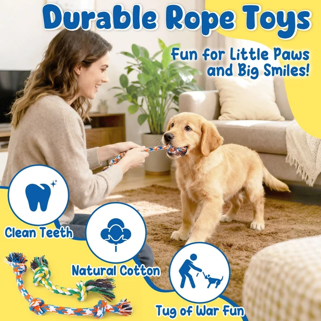 Alt view image 4 of 6 - 9 Pack Puppy Toys Set for Small Dogs, Teething & Interactive Play | No-Stuffing Octopus-Shaped Toy, Squeaky & Crinkle Sounds, Interactive Tugging, Keep Dogs Busy, Indoor & Outdoor Play