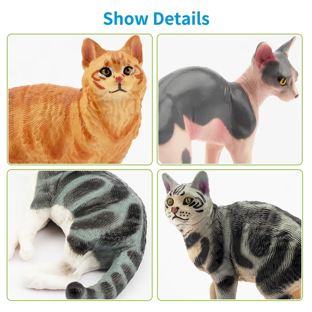 Alt view image 3 of 7 - 12PCS Cat Figurines, Plastic Cat Figures Realistic Kitten Toys, Cat Cake Toppers Halloween Christmas Birthday Gift for Kids & Children