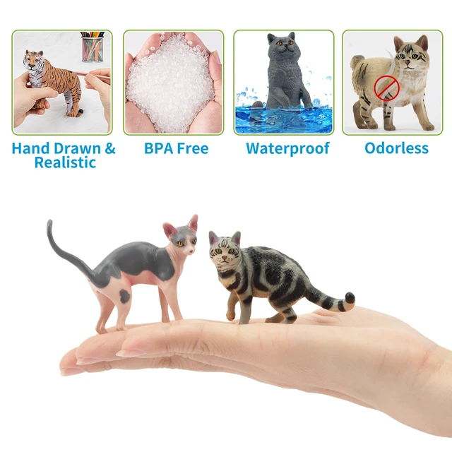 Alt view image 4 of 7 - 12PCS Cat Figurines, Plastic Cat Figures Realistic Kitten Toys, Cat Cake Toppers Halloween Christmas Birthday Gift for Kids & Children