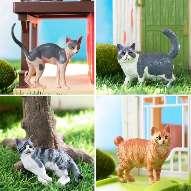 Alt view image 5 of 7 - 12PCS Cat Figurines, Plastic Cat Figures Realistic Kitten Toys, Cat Cake Toppers Halloween Christmas Birthday Gift for Kids & Children
