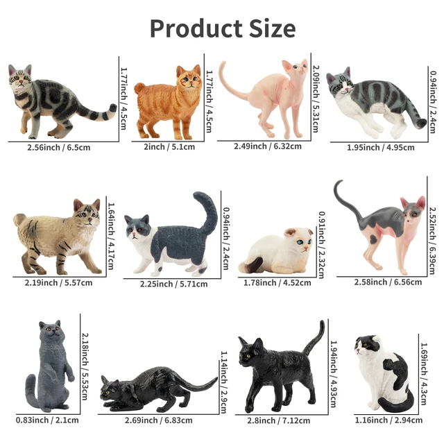 Alt view image 6 of 7 - 12PCS Cat Figurines, Plastic Cat Figures Realistic Kitten Toys, Cat Cake Toppers Halloween Christmas Birthday Gift for Kids & Children
