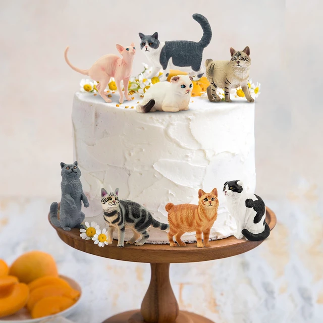Alt view image 7 of 7 - 12PCS Cat Figurines, Plastic Cat Figures Realistic Kitten Toys, Cat Cake Toppers Halloween Christmas Birthday Gift for Kids & Children
