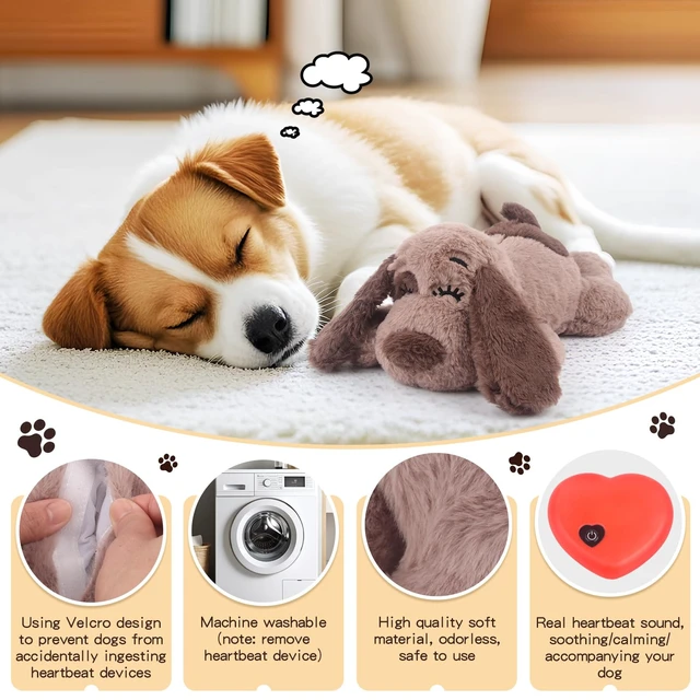 Alt view image 4 of 7 - Beverly Shark Puppy Heartbeat Toy Dog Anxiety Relief Calming Aid Puppy Heartbeat Stuffed Animal Behavioral Training Sleep Aid Comfort Soother Plush Toy for Puppies Cats