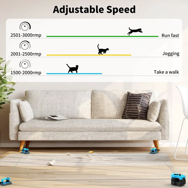 Alt view image 2 of 7 - Upgraded Interactive Cat Toy for Indoor Cats Chase/Run/Hunt-SkyBlue | Self Play/Remote Control Funny Cat Toy, Gifts for Cat Lovers, Kitty's Weight Loss and Health