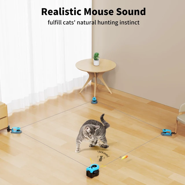 Alt view image 3 of 7 - Upgraded Interactive Cat Toy for Indoor Cats Chase/Run/Hunt-SkyBlue | Self Play/Remote Control Funny Cat Toy, Gifts for Cat Lovers, Kitty's Weight Loss and Health