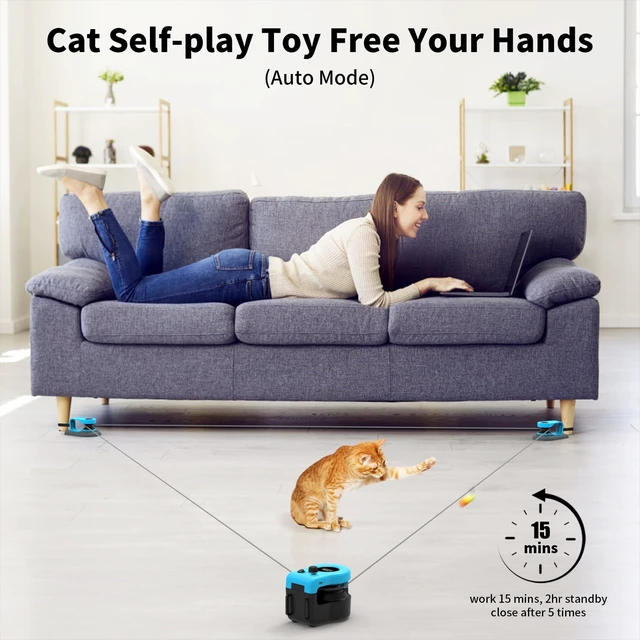 Alt view image 4 of 7 - Upgraded Interactive Cat Toy for Indoor Cats Chase/Run/Hunt-SkyBlue | Self Play/Remote Control Funny Cat Toy, Gifts for Cat Lovers, Kitty's Weight Loss and Health