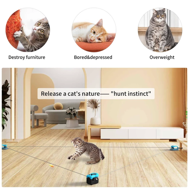 Alt view image 5 of 7 - Upgraded Interactive Cat Toy for Indoor Cats Chase/Run/Hunt-SkyBlue | Self Play/Remote Control Funny Cat Toy, Gifts for Cat Lovers, Kitty's Weight Loss and Health