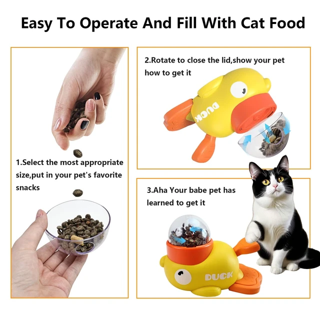 Alt view image 2 of 7 - Duck Treat Dispenser Toy,Slow Puzzle Feeder for Cats&Small Dogs | 3 Adjustable Openings Fit Treats & Kibble; Cat Puzzle Feeder Boosts IQ & Stimulation; Interactive Treat Toy Reduces Boredom