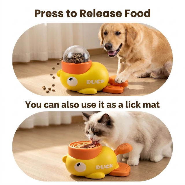 Alt view image 4 of 7 - Duck Treat Dispenser Toy,Slow Puzzle Feeder for Cats&Small Dogs | 3 Adjustable Openings Fit Treats & Kibble; Cat Puzzle Feeder Boosts IQ & Stimulation; Interactive Treat Toy Reduces Boredom